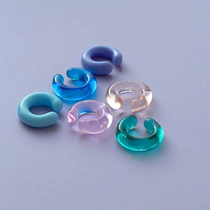 Кафф Лампджой глянцевый, стекло, персиковый прозрачный, фото 2.