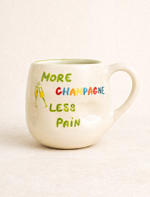 Кружка ручной работы РУКИ В ГЛИНЕ «More champagne less pain», зеленая, керамика, 400 мл, мятая