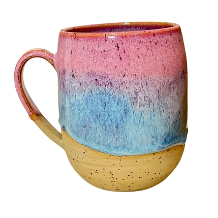 Кружка ручной работы «Рассвет», розовая, керамика, 500 мл, фото 2.