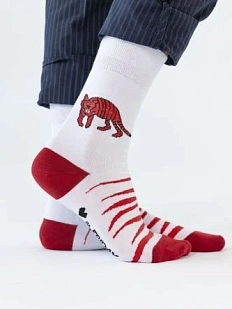 Носки «Тигр повышенной богатости», р-р 42-46, белые
