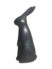 Статуэтка ручной работы Большой кролик, чёрная матовая, керамика