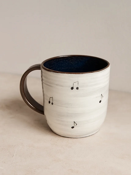 Кружка ручной работы Ким керамика с росписью Лис в свитере и чашкой чая, керамика, 450 мл, фото 3.