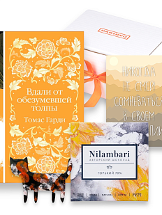 Подарочный набор с книгой «Вдали от обезумевшей толпы», брошью и шоколадом