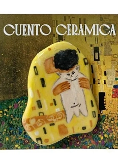 Брошь ручной работы Алиса Меренфельд Котики. Поцелуй, керамика