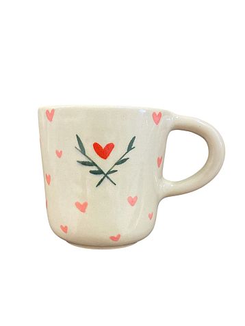 Кружка ручной работы «Цветы и сердечки», керамика, 300 мл, фото 1.