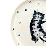 Тарелка ручной работы с бортиком Чёрный кот с клубочком, белая, фарфор, 13 см, превью фото 2