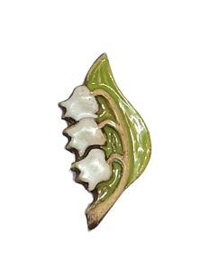 Брошь керамическая ручной работы «Ландыш», зелёная