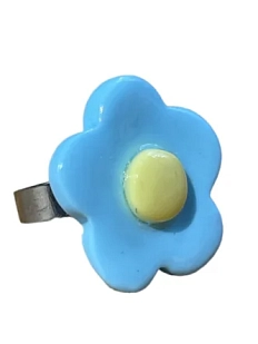 Кольцо Радость Рядом «Синий цветок», незамкнутое, полимерная глина