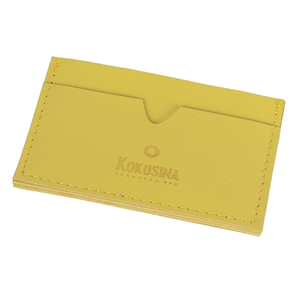Визитница ручной работы, Kokosina bags, натуральная кожа, жёлтый, фото 2.