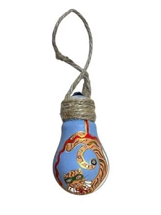 Ёлочная игрушка из лампочки «Тигр в маске», ручная роспись, голубая, 8,5 см