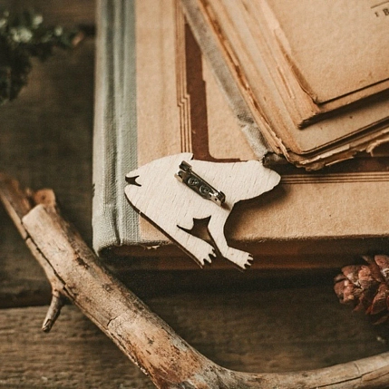 Брошь «Лягушка», дерево, фото 3.