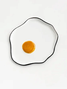 Тарелка ручной работы «Глазунья», разноцветная, полуфарфор, 19 см