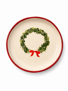 Тарелка ручной работы «Рождественский венок», керамика, 15 см