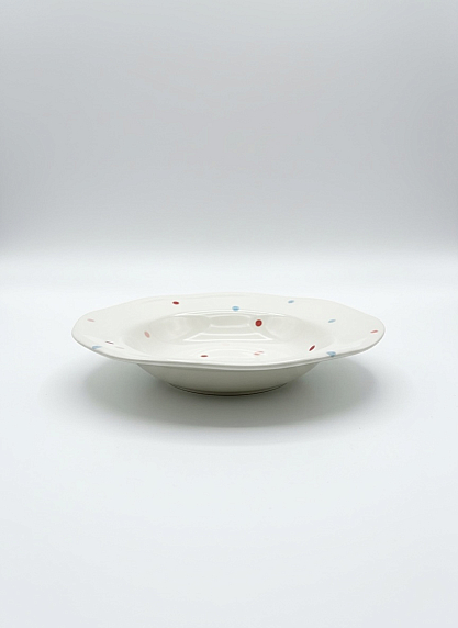 Тарелка шляпа ручной работы в разноцветный горошек, керамика, 26 см, фото 2.