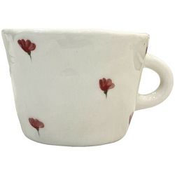Чашка для чая ручной работы Цветочки красные, керамика, 250 мл