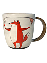 Кружка ручной работы с росписью Лис с винишком на празднике, керамика, 350 мл, превью фото 1