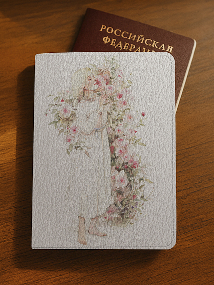 Обложка на паспорт «Девочка с розами», Оксана Викторова, фото 2.