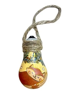 Ёлочная игрушка из лампочки «Спящий котик», ручная роспись, жёлтая, 8,5 см