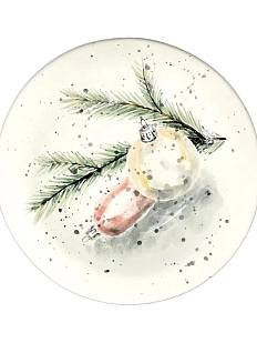 Тарелка ручной работы Верба керамика «Ёлочные шары», керамика, 19,5 см