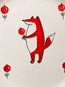 Тарелка ручной работы Ким керамика с бортиком Лис с клюквой, белая, 13 см, превью фото 2