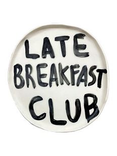 Тарелка ручной работы c надписью «Late breakfast club», керамика, 17 см