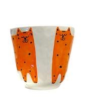Чашка для чая ручной работы Кот оранжевая, керамика, 250 мл
