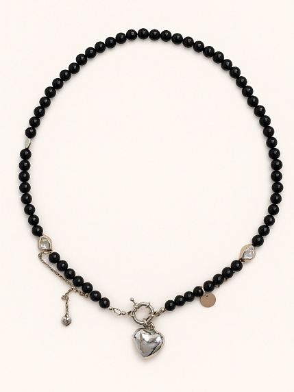 Колье ручной работы «Black», родированная латунь, фото 2.