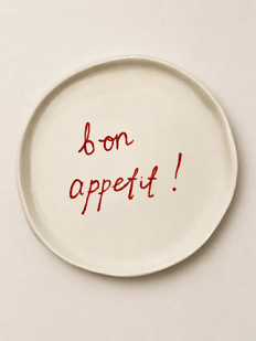 Тарелка ручной работы ММ керамика c надписью «Bon appetit!», красная, 17 см