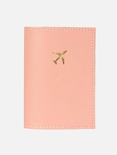 Обложка органайзер для паспорта с самолётом Kokosina bags, натуральная кожа, персиковый