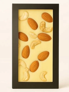 Шоколад белый с миндалем и кешью, без сахара, 45 г