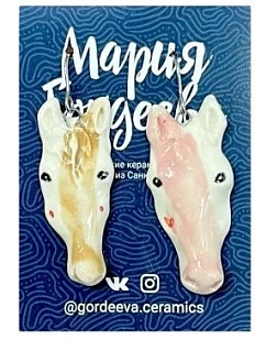 Серьги Мария Гордеева «Лошадки», керамика, разноцветные