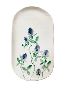 Блюдо ручной работы Верба керамика «Клевер», овальное, керамика, 20 см