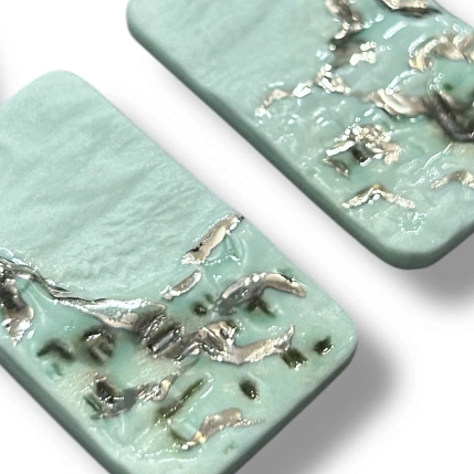 Серьги КерамЕлКа «Город», фарфор, голубые, фигурные, матовые, фото 3.