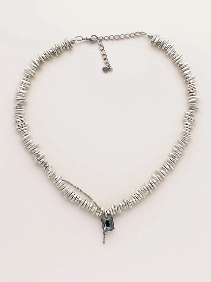 Чокер ручной работы «Crystal», гематит, родированная латунь, фото 2.