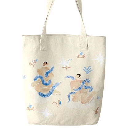 Сумка шоппер Забористый текстиль «Девочки», хлопок, бежевый, фото 1.