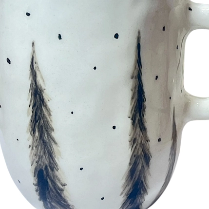 Кружка ручной работы Катя Вебер «Лес» в чёрную точку, белая, керамика, 300 мл, фото 2.