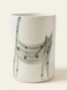 Стакан ручной работы Донышко-горлышко «Кот Краш Серый», белый, керамика, 300 мл