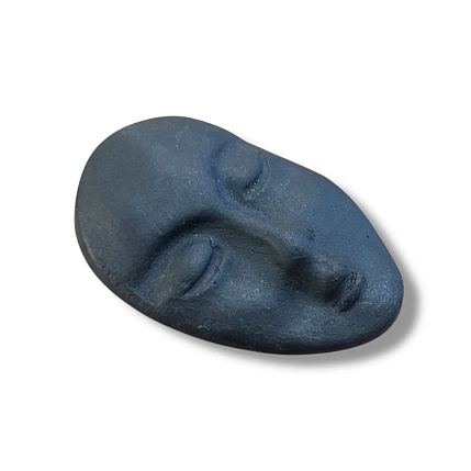 Брошь ручной работы КерамЕлКа «Лицо большое», чёрная, матовая, фарфор, фото 2.