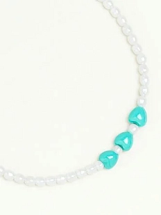 Чокер DARI DARI с бирюзовыми керамическими сердечками, жемчужный