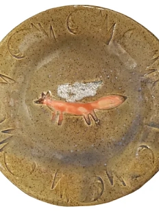 Тарелка ручной работы «Лисичка», коричневый, керамика, 17,5 см