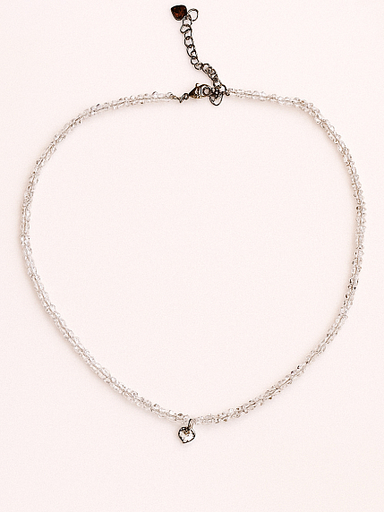 Чокер ручной работы «Heart», алмазное стекло, родированная латунь, фото 2.