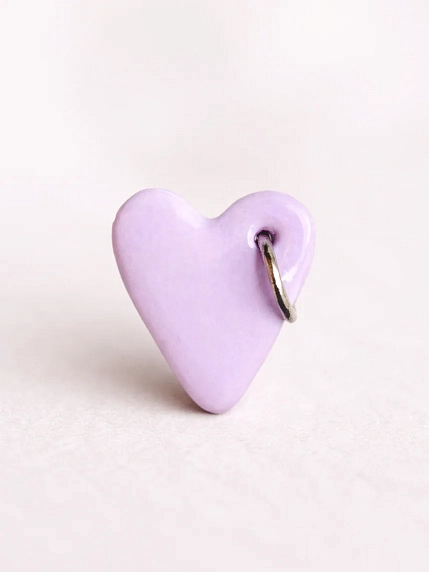 Кольцо ручной работы Радость Рядом Сердечко с кольцом, сиреневое, полимерная глина, незамкнутое, фото 2.