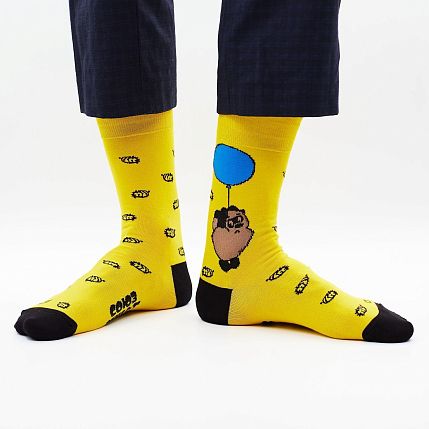 Носки «Подозрительные пчёлы», р-р 38-41, жёлтые, фото 1.