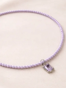 Чокер Мигетт с прямоугольным сияющим камнем, сиреневый циркон