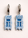 Серьги ручной работы Быкова керамика «Голубые ставни», фарфор, превью фото 1
