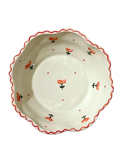 Пиала ручной работы Slowday Ceramics «Розовый цветочек», полуфарфор, 14 см, фото 1.