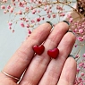 Серёжки-гвоздики Ручками-Ручками Сердечки, дерево, красные, превью фото 4