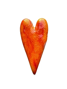 Брошь ручной работы КерамЕлКа «Длинное сердце», рыжая, керамика