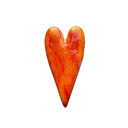 Брошь ручной работы КерамЕлКа «Длинное сердце», рыжая, керамика, фото 1.