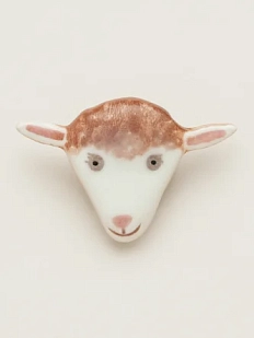 Брошь ручной работы Екатерина Юдо «Барашек», розовый, керамика